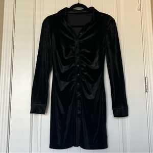 Black Velvet Button Up Dress